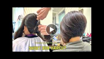 SHORT BOB HAIRCUT | Hair Transformation | Potong rambut bob pendek | DIY | ASMR | Update | hairst...