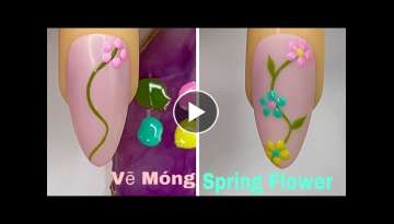 Easy Spring Flower Nails Art For Beginner ????Vẽ Hoa Chấm Bi ????New Nails Design ???? New N...