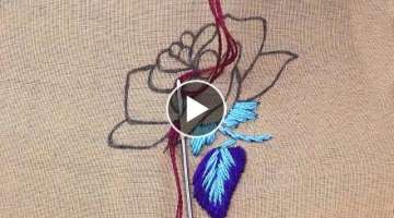 creative fantasy flower embroidery tutorial for beginners | step by step hand embroidery stitches