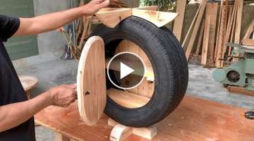 Recycling Design Ideas From Old Car Tires // Unique Outdoor Coffee Table With Extremely Low Cost