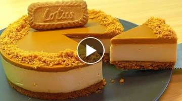 No-Bake Lotus Biscoff Cheesecake (No gelatin, No egg, No oven, No mixer)