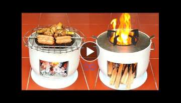 Multi-function wood stove - Great idea from cement and old rice cooker