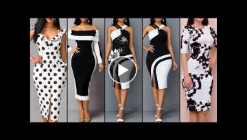 Hottest Black And White Designer Bodycon /Sheath Dresses