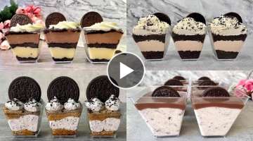 4 Easy NO BAKE Oreo Dessert cup recipes. Easy and Yummy New Year desserts!