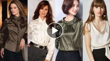 Fabulous Silk Satin Blouse Designs For Evening Wear//Formal Wear Blouse For women's