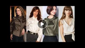 Fabulous Silk Satin Blouse Designs For Evening Wear//Formal Wear Blouse For women's
