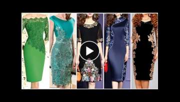 Most Attractive And Classy Party Wear Embroidered Lace Decorated Bodycon Dresses for Business Wom...