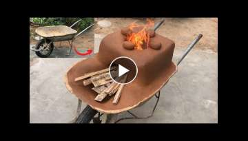 Take advantage of old trolleys - clay and cement - turn them into portable cooking stoves