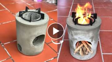 How to cast a wood stove with old plastic barrels - cement and sand