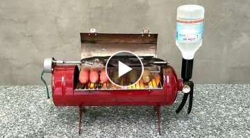 Crafting an alcohol grill for a picnic _ Made from a super beautiful fire extinguisher