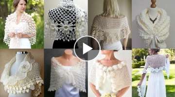 Stylish Crochet Lace Flower Caplet Shawal Scarf Designs Patterns For Ladies 2k20//Bridal Shawal