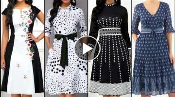 outstanding trendy and unique black and white middi dresses collection for slim girls and women
