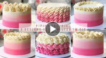 Piping Tutorial! Learn How to Pipe 8 Designs using Wilton 1M Tip! | Homemade Cakes | Mintea Cakes