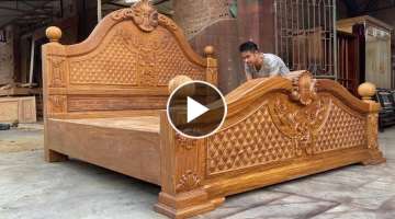Amazing Techniques Woodworking Skills Ingenious Easy - Build A Large Bed Out Of Monolithic Hardwo...