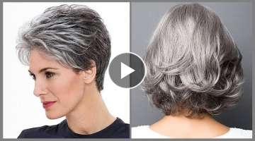 Secrets of Going Gray ???? Fancy Long Gray Hairstyle For Over 50 | Haircut Trending 2020