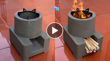 How to make a simple outdoor mini wood stove with old cement and foam - Great idea for a wood sto...
