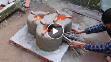 How to make wood stove from Brick + Mud + Rice