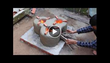 How to make wood stove from Brick + Mud + Rice