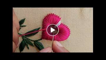 Most beautiful ❤???????????? shape flower design with new trick|super easy hand embroidery