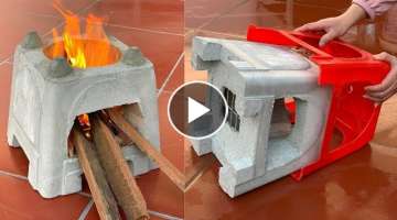 Creative Firewood Stove From Plastic Chairs - Self-Made Ideas From Cement