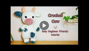 Crochet Cow ????/ Cute Crochet Plushies/ Crochet Animal/ beginner friendly amigurumi cow