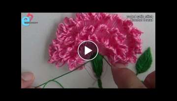 Hand Embroidery: Carnation Flower Embroidery - Kanzashi Flower Embroidery -Crochet Flower Embroid...