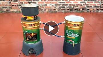 Innovative 2-in-1 wood stove, combined with hot water _ Amazing