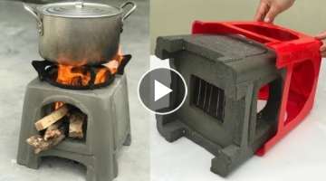 إصنع موقد حطب للطبخ الصحي بواسطة كرسي بلاستيكي قديم !
