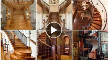 Attractive And Outstandin Wooden Stair Case With Wooden Railing Designs Collection//Ideal Home De...