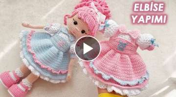 Pembe Saçlı Bebek yeni model Elbise Yapımı (amigurumi doll dress pattern)English subtitle