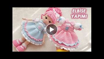 Pembe Saçlı Bebek yeni model Elbise Yapımı (amigurumi doll dress pattern)English subtitle