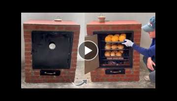 How to build a with an oven on another level from a mixture of cement clay and red brick