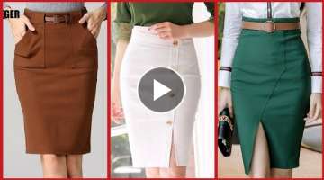 Office Wear Midi Pencil Skirt Designs For Business Womens