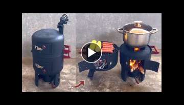 Excellent multi-function wood stove _ Creative ideas from old gas cylinders