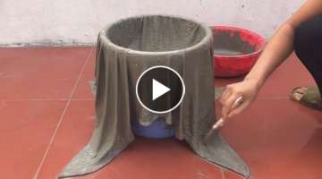 Flower Pot Making From Cloth And Cement .How To Make A Simple Flower Pot At Home.