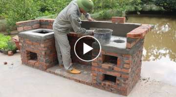Wow Wow / Build a beautiful outdoor wood stove from red brick and cement