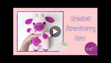 Crochet Strawberry Cow (TikTok 2021) - Tutorial Part 1 (Updated) | Free Amigurumi Animal Pattern