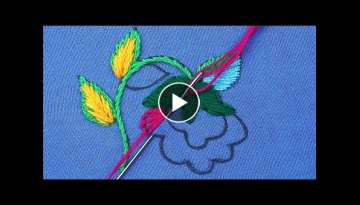???? AMAZING ???? Hand Embroidery exclusive heavy stitch double needle work with dual color flowe...