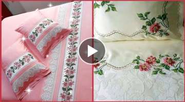 Top Class Hand Embroidered Bedsheets Collection //Embroidery Pattern For Bedsheets