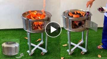 Creative ideas for ovens from cement and old washing machine drum