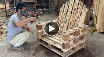 Amazing Design Ideas Woodworking Project Cheap From Pallet - Build A Outdoor Chair From Old Palle...