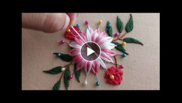 Most beautiful hand embroidery with pins ????????????????????|super easy flower design