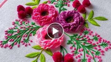 Beautiful 3D Roses Hand Embroidery Design | Easy Ways to Embroider | Tutorial for Beginners
