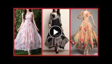 Latest Designer Chiffon Long Dresses For Summer//Floral Print Chiffon Long Gown Dresses 2019