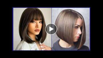 New Stacked Bob Haircuts ideas With Bangs|| Short Haircuts & Hairstyles for womens over 40