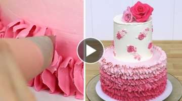 ROSE Petal Ombre Buttercream Cake | Wedding Cake Idea by Cakes StepbyStep