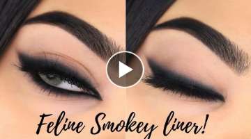 Easy SMOKEY CAT EYE tutorial using KOHL | Lakme eyeconic insta cool kajal | Arabic graphic eyelin...